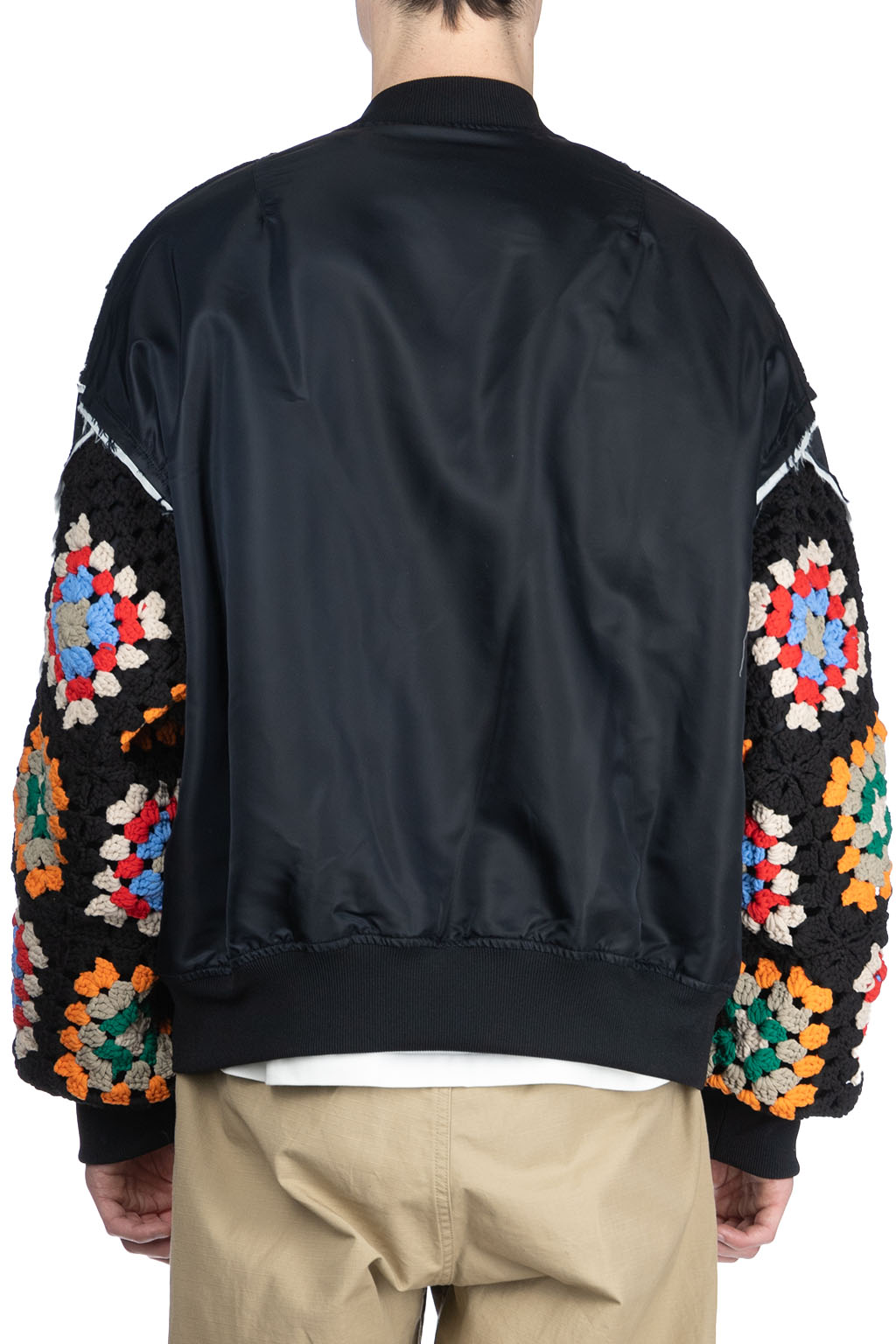 DISCOVERED - Crochet Sleeve MA-1 Jacket - Black