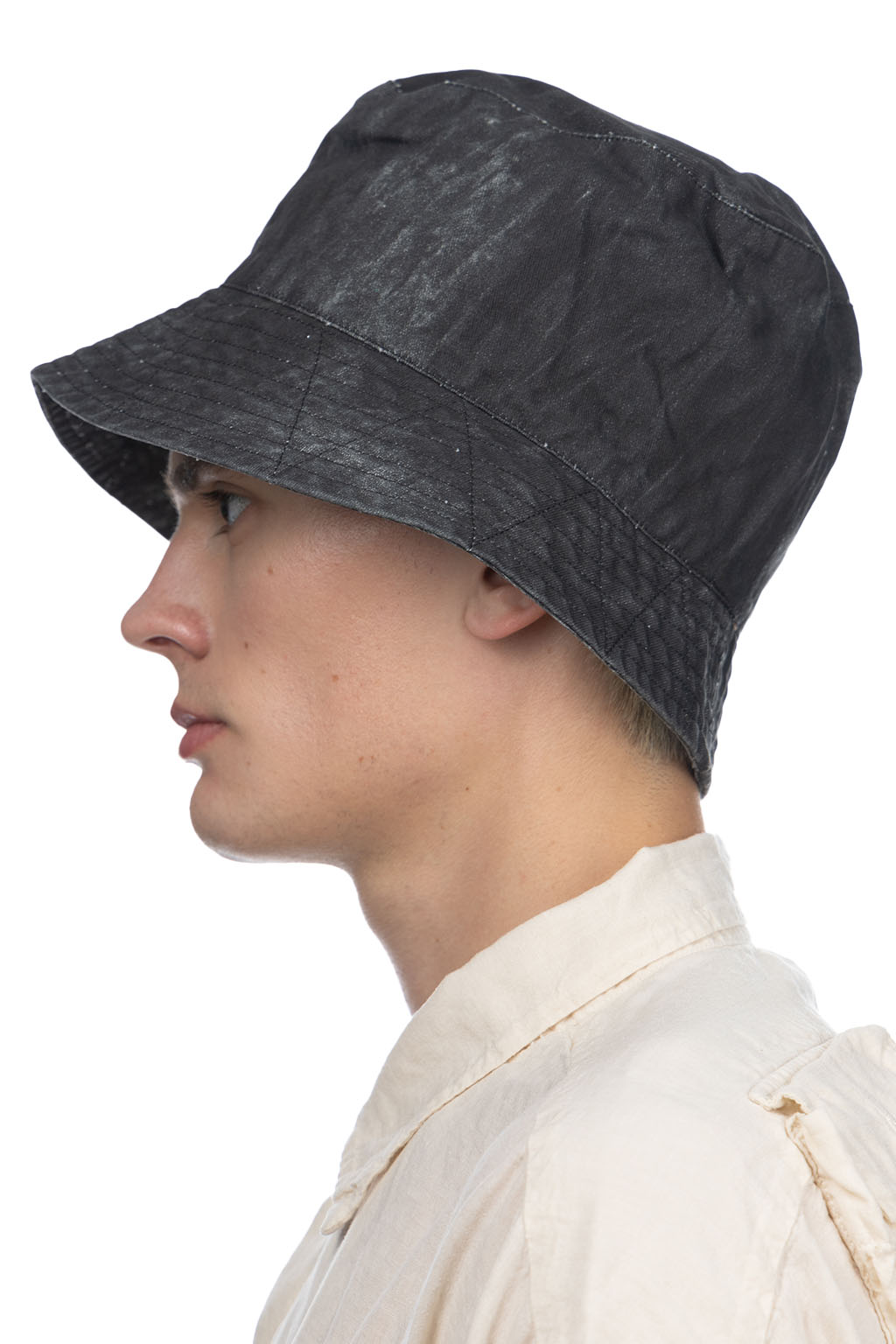 Engineered Garments - Bucket Hat - Black Cotton Distressed Print