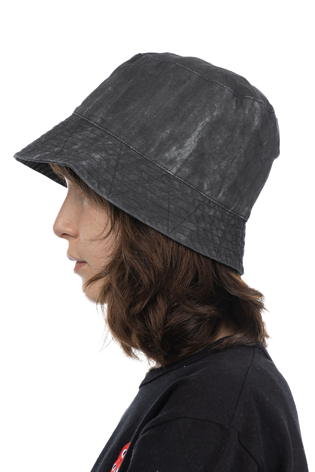 Engineered Garments - Bucket Hat - Black Cotton Distressed Print