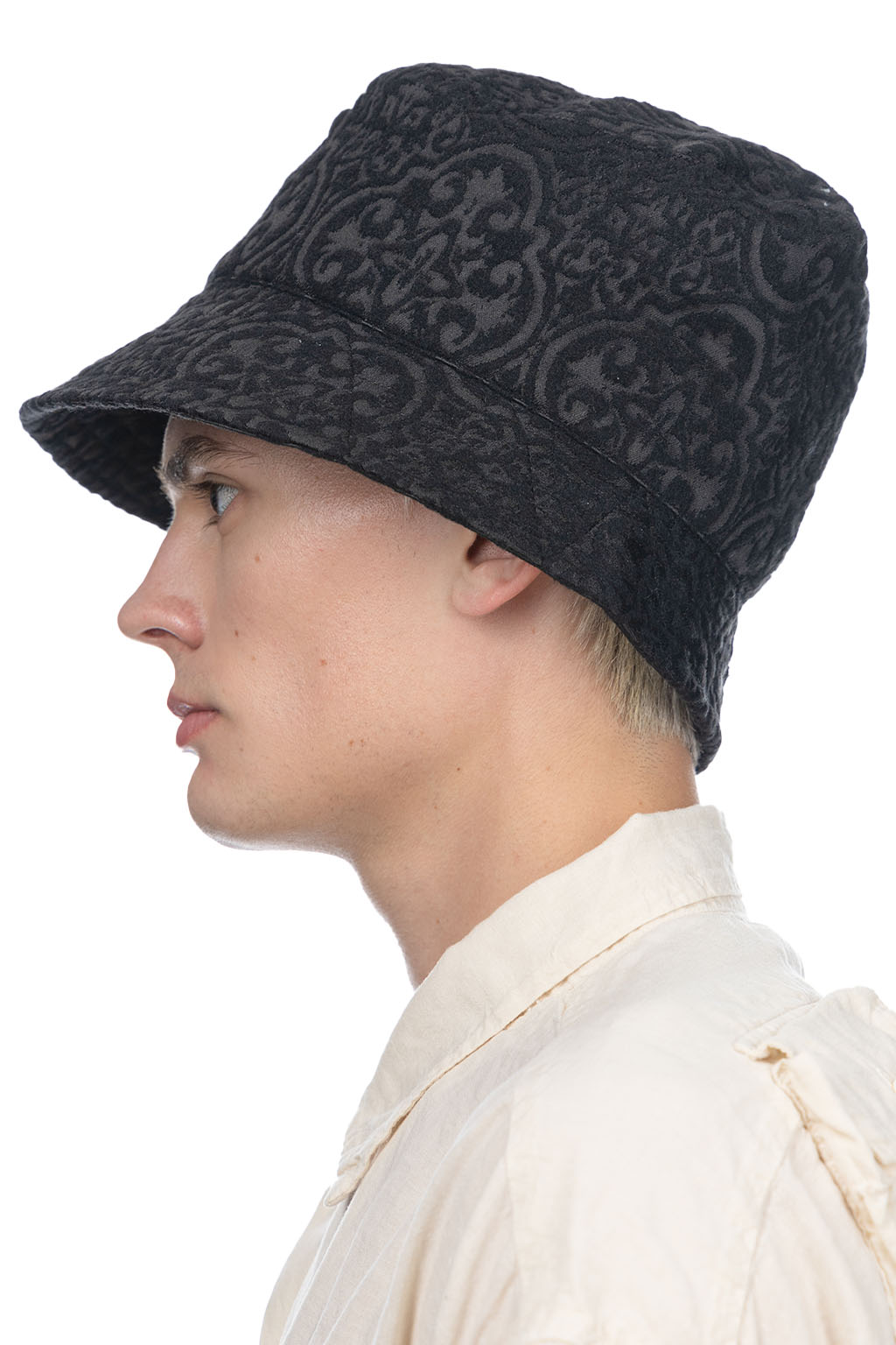 Engineered Garments - Bucket Hat - Black Crest Flocked Jacquard