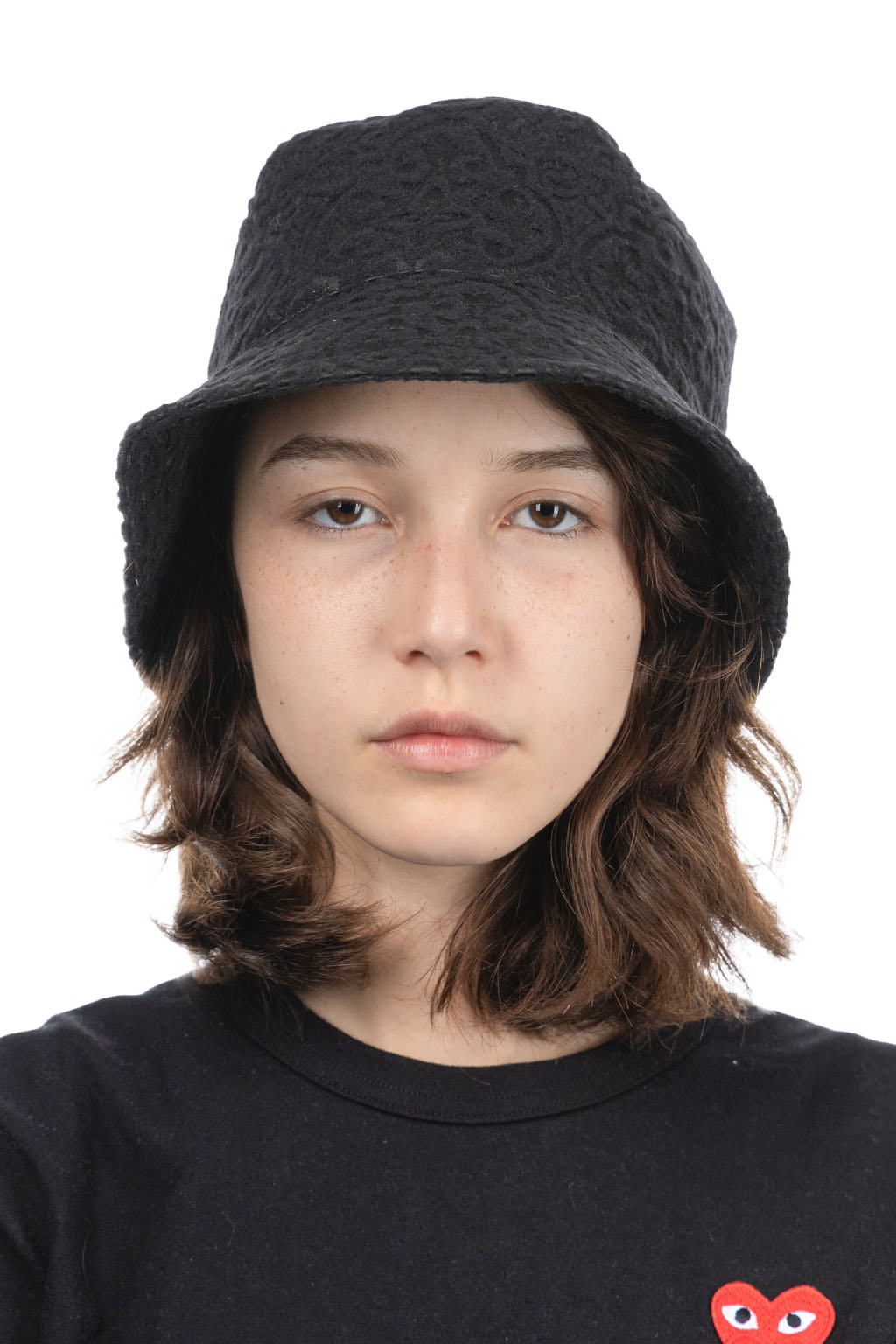 Engineered Garments - Bucket Hat - Black Crest Flocked Jacquard