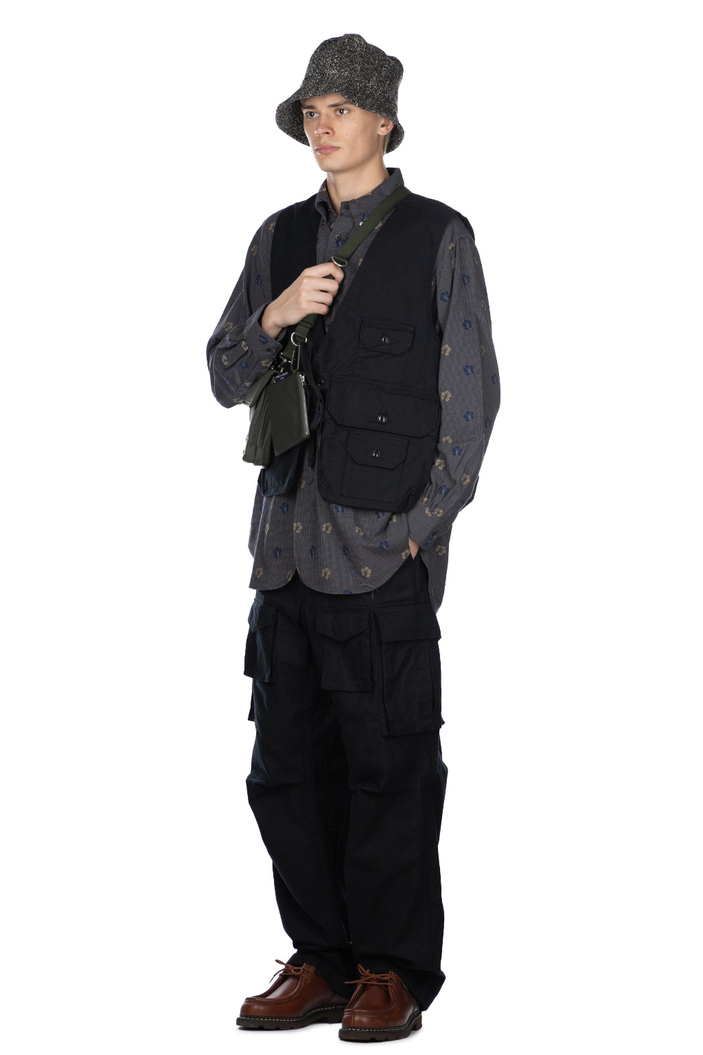 Engineered Garments - Fowl Vest - Black Cotton Brushed HB