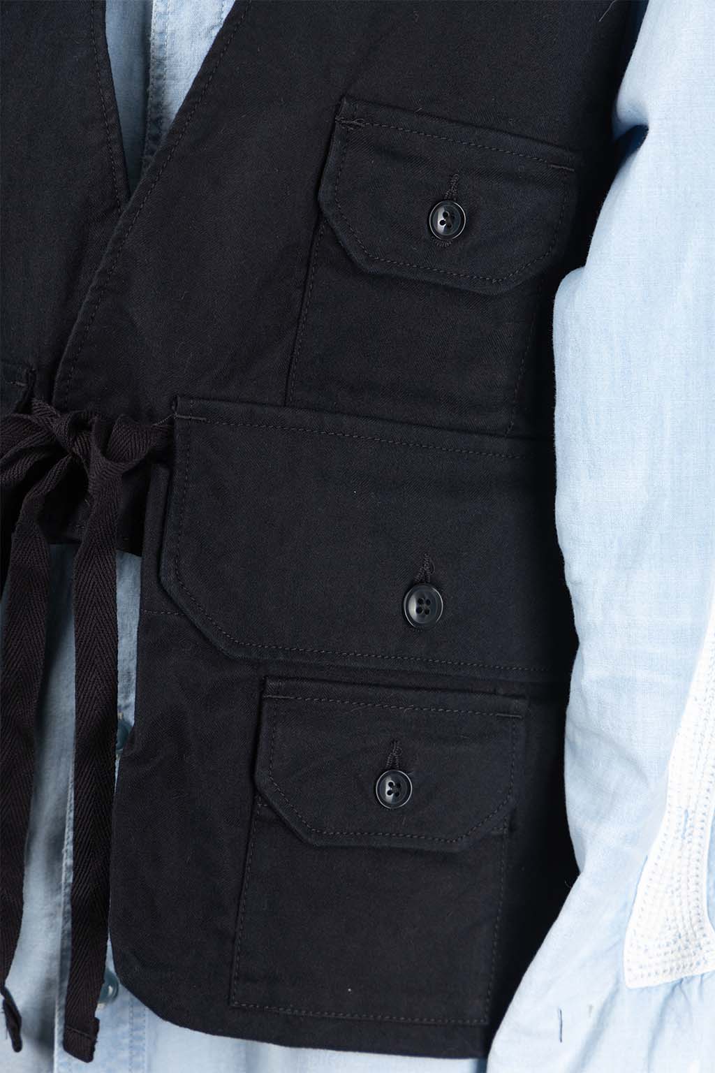 Engineered Garments - Fowl Vest - Black Cotton Brushed HB