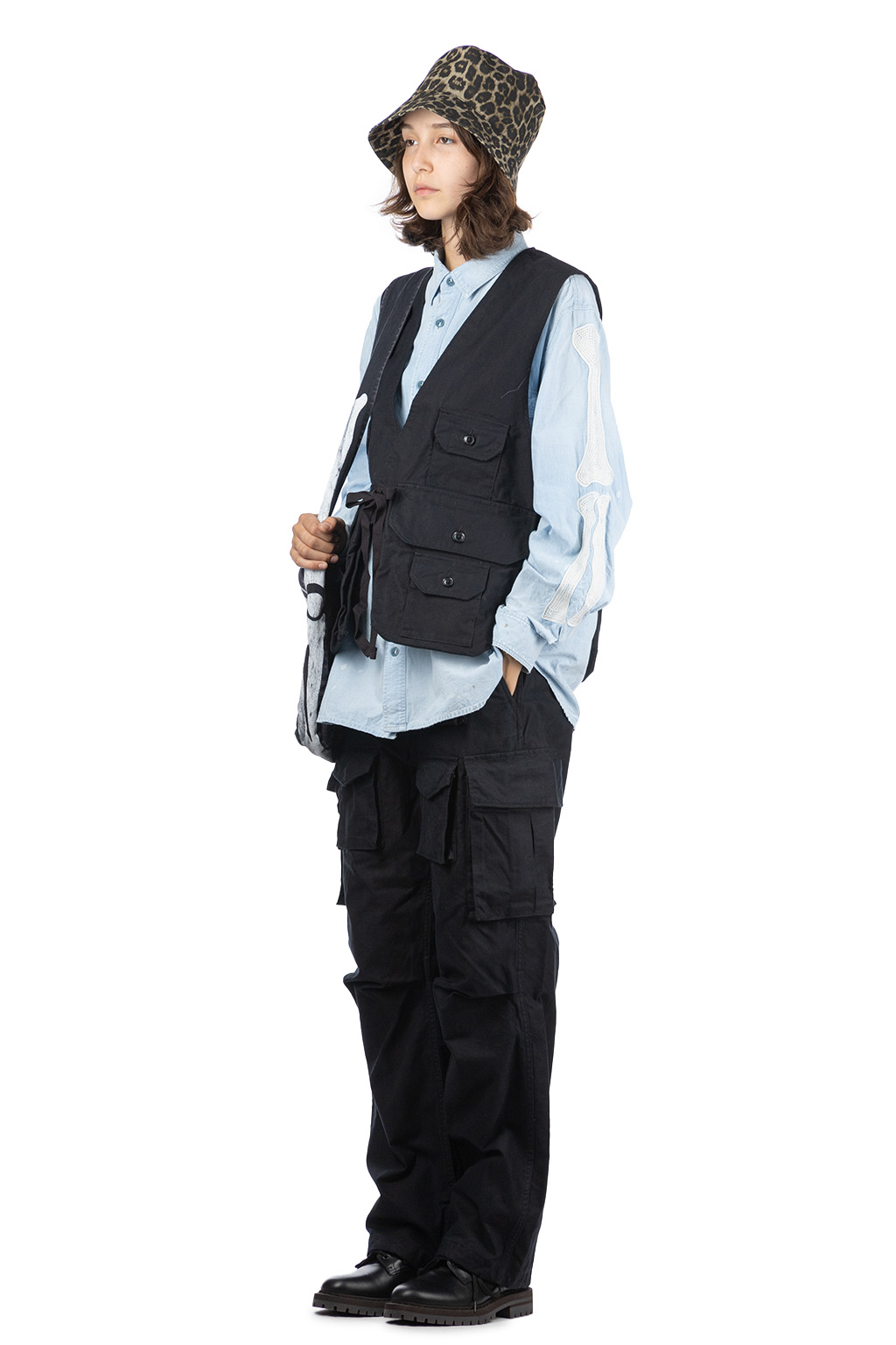 Engineered Garments - Fowl Vest - Black Cotton Brushed HB