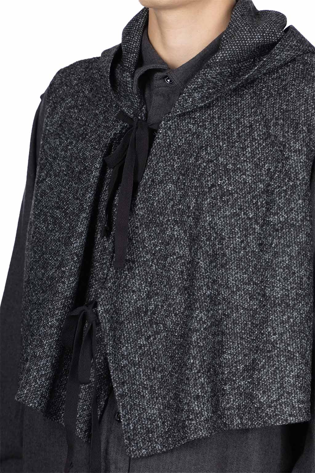 Engineered Garments - Hooded Knit Vest - Charcoal Wool Poly Melange Knit