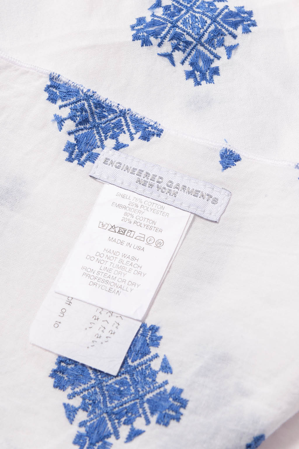 Engineered Garments - White CP Crest Embroidery Sheeting