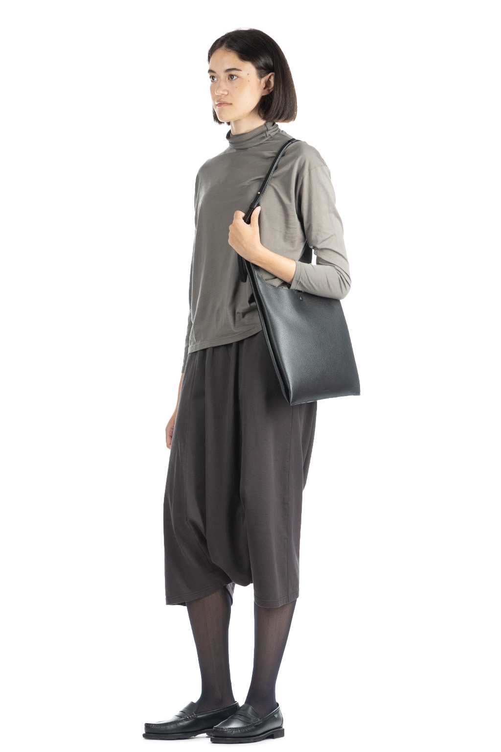 Evam Eva - Cut and Sew Turtleneck-Moss Gray