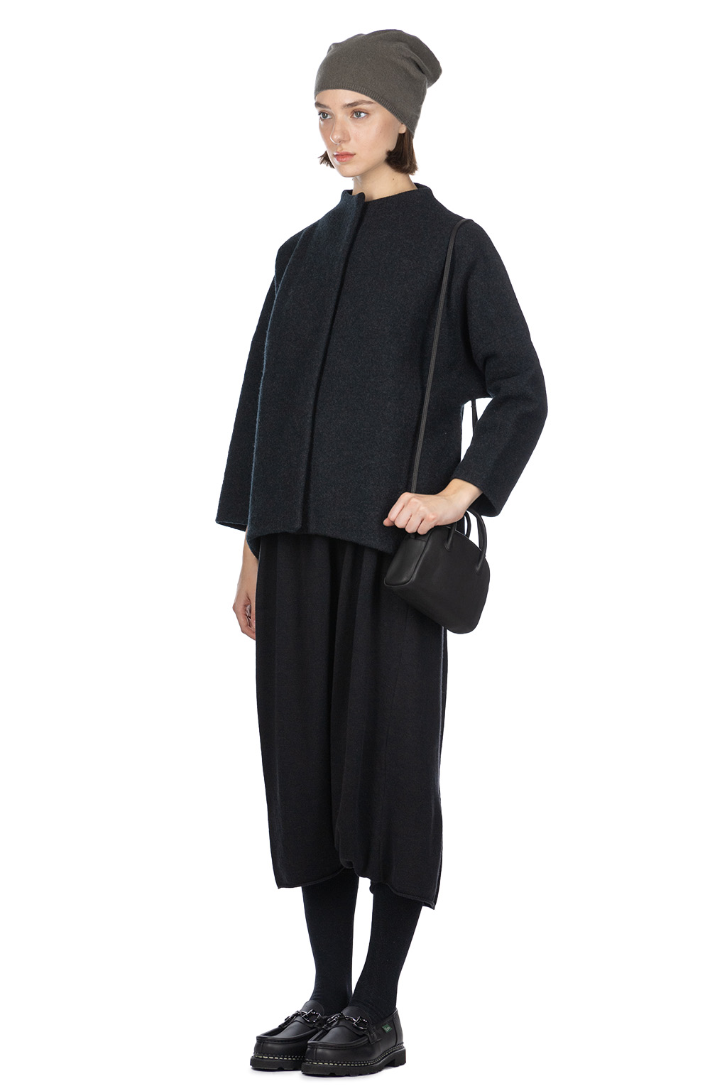 Evam Eva - Press Wool Short Coat-Charcoal