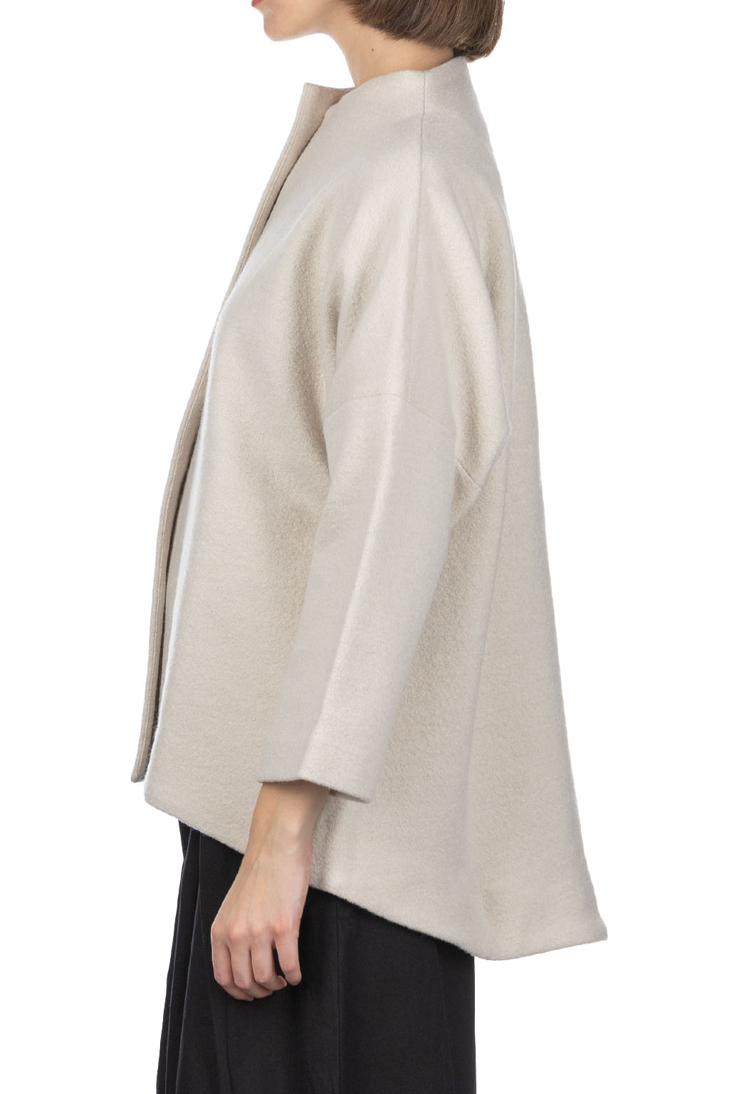 Evam Eva - Press Wool Short Coat-Ivory