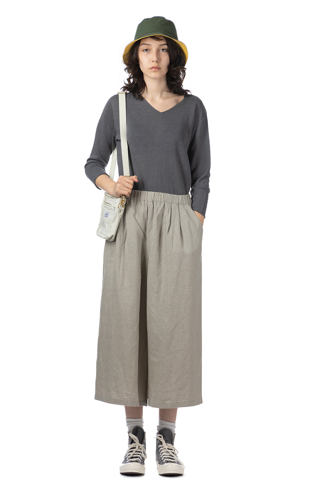 Evam Eva | Water Linen Wide Pants - Green Haze | Women | Blue 