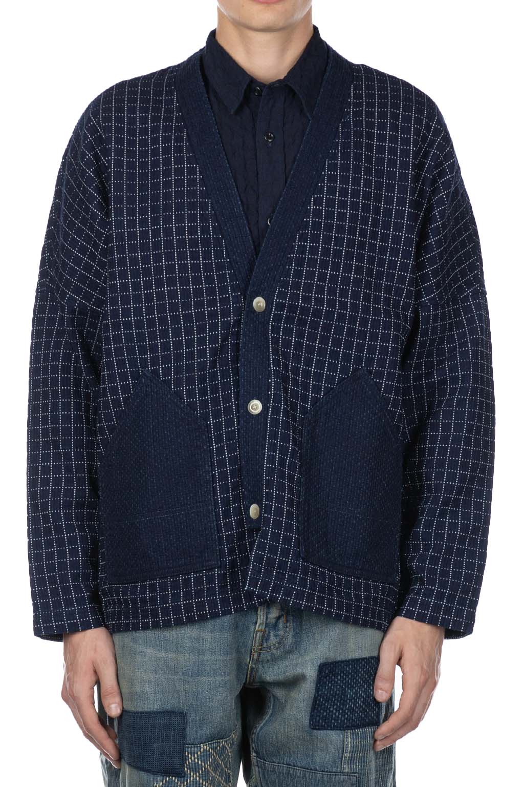 FDMTL - Sashiko Cardigan Rinse - Indigo