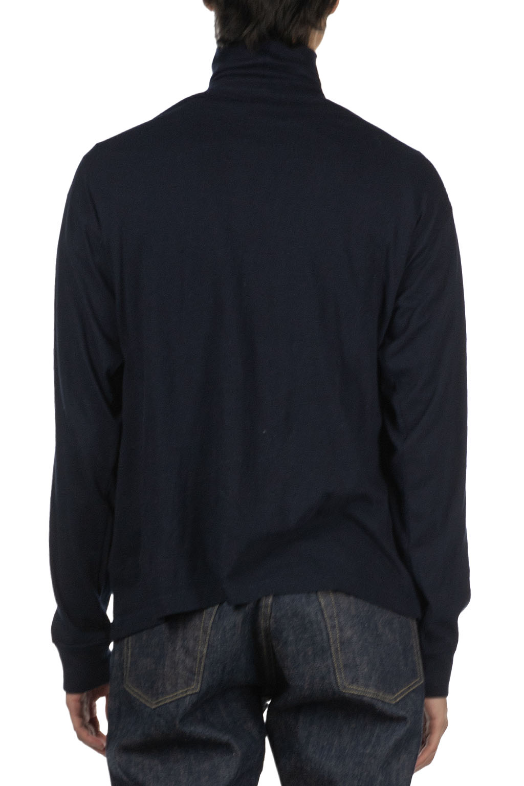 Filmelange - 100% Cotton Turtle Neck long Sleeve Tee - Deep Navy