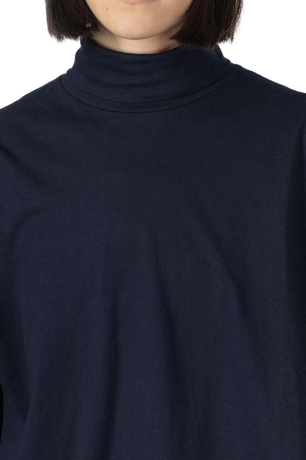 Filmelange - 100% Cotton Turtle Neck long Sleeve Tee - Deep Navy