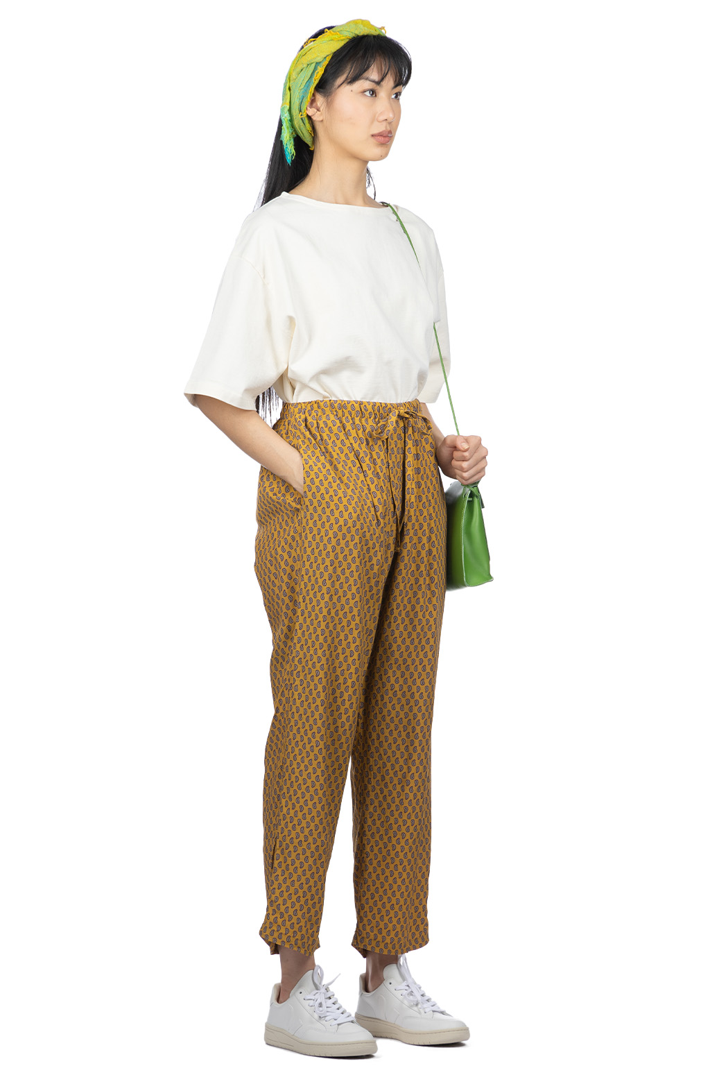 Ichi - Rayon Paisley Relax Pants - Mustard