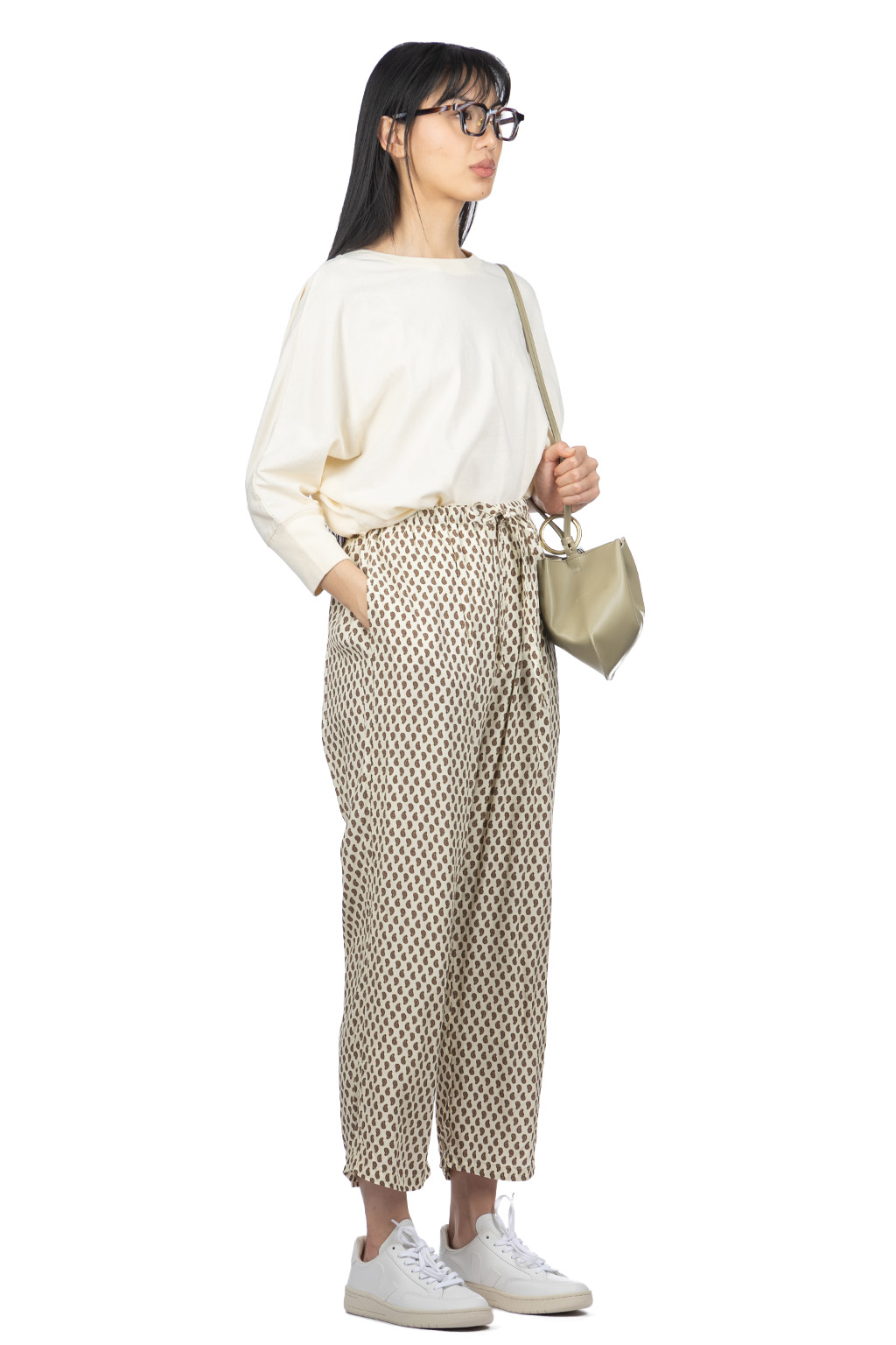 ichi - Rayon Pasley Printed Easy Pants - Natural