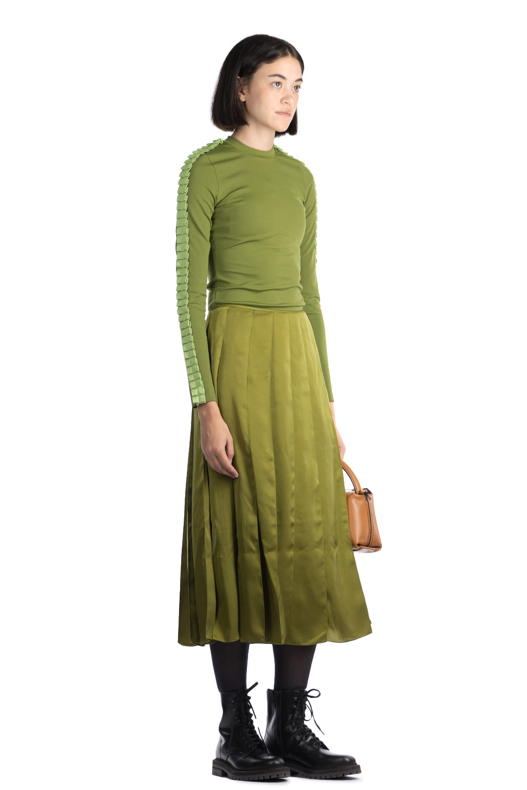 JW Anderson - Ribbon Panel Midi Skirt - Bright Olive