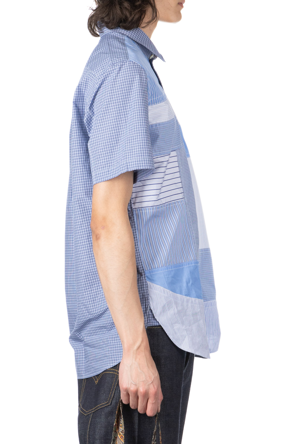 Junya Watanabe MAN - Cotton Check x Cottone Stripe Mix Shirt