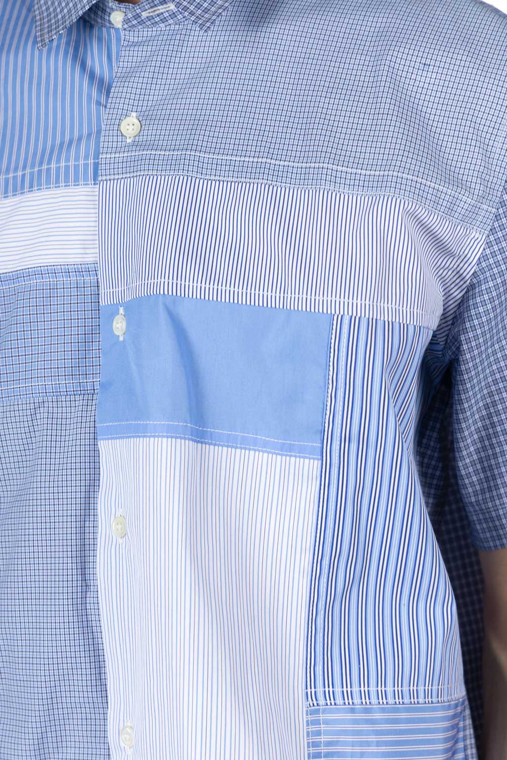 Junya Watanabe MAN - Cotton Check x Cottone Stripe Mix Shirt