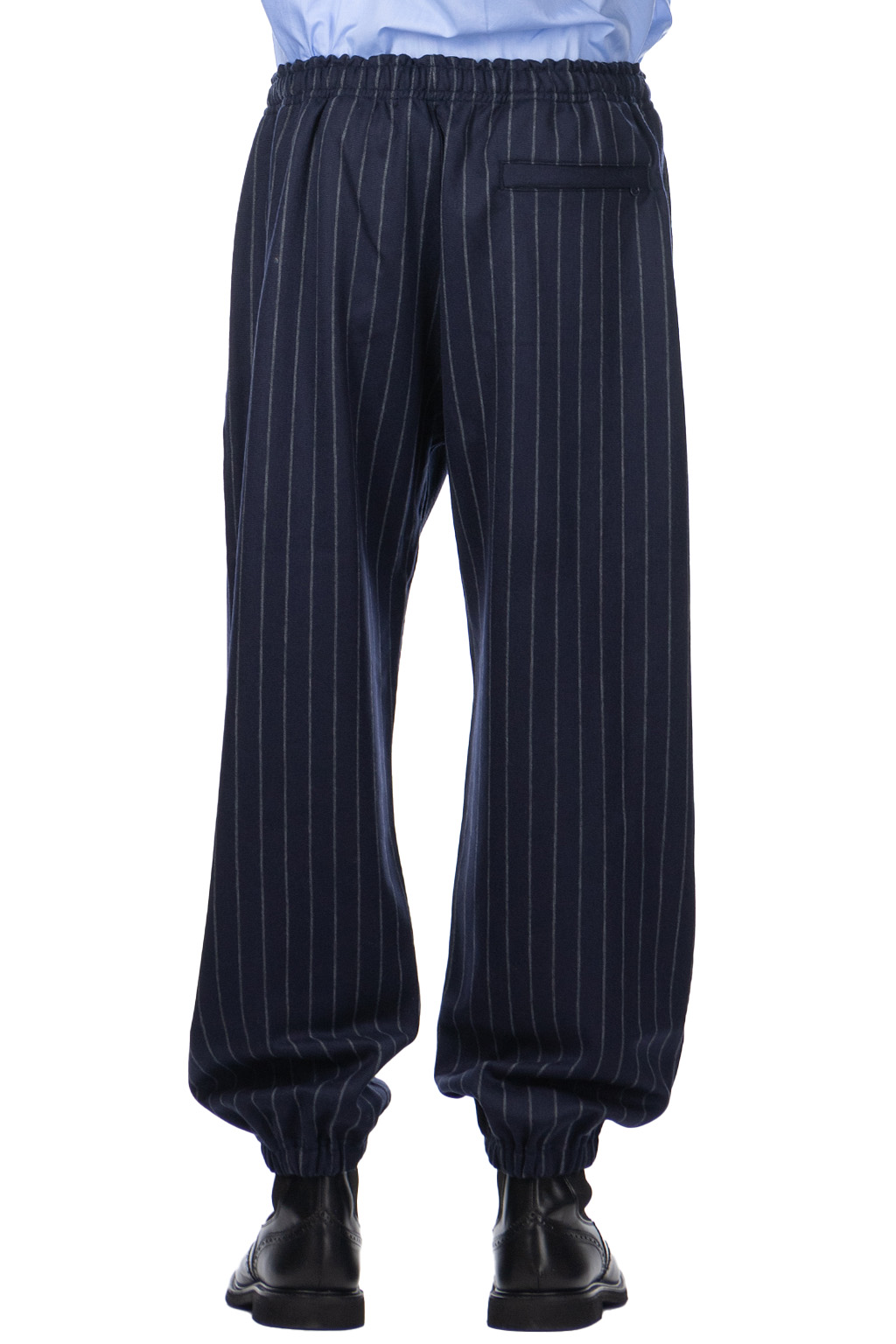 Junya Watanabe MAN - Wool Jersey Stripe Knit Pants - Navy x Grey