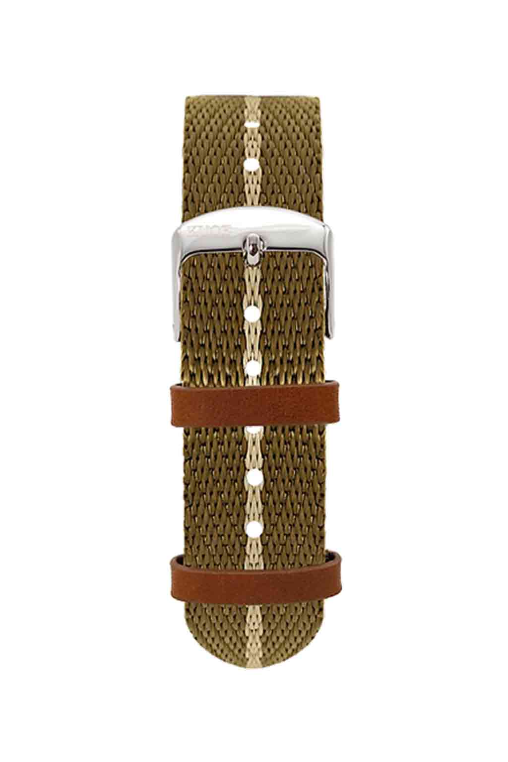 Kuoe Watch - Nylon Strap | Khaki x Beige- Silver 18mm