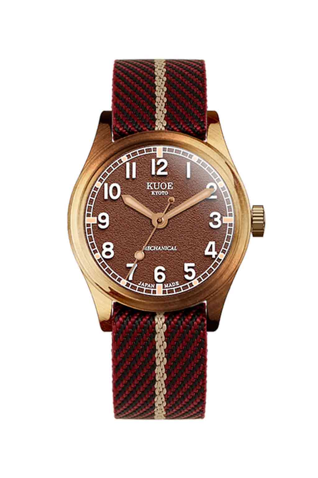 Kuoe Watch - Nylon Strap | Red x Beige- Silver 20mm