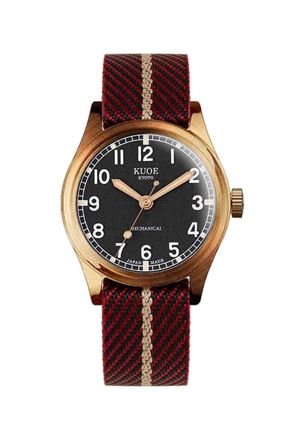 Kuoe Watch - Nylon Strap | Red x Beige- Silver 20mm