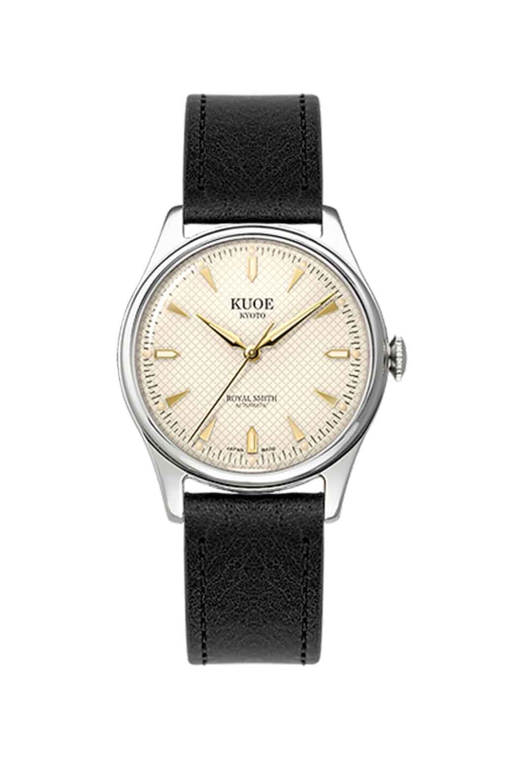 Kuoe Watch - ROYAL SMITH 90-006 Silver Case Ivory Dial - Black