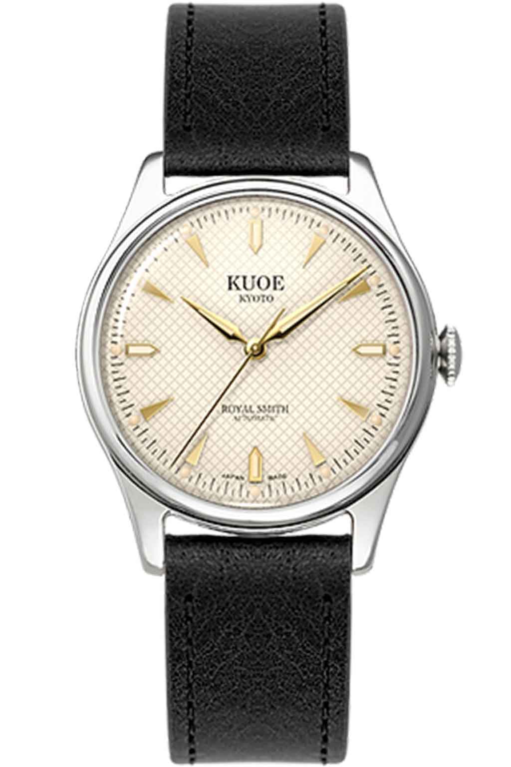 Kuoe Watch - ROYAL SMITH 90-006 Silver Case Ivory Dial - Black