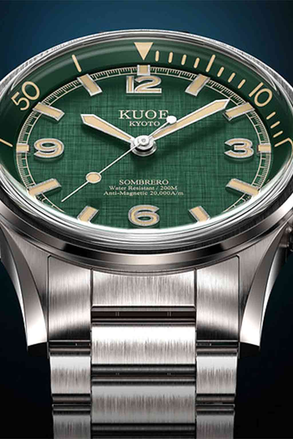 Kuoe Watch - SOMBRERO 90-011, Green Linen Textured Dial 38mm