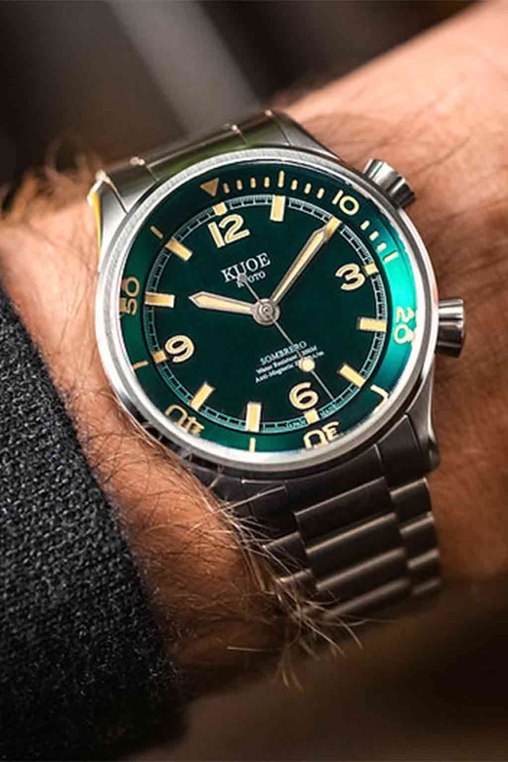 Kuoe Watch - SOMBRERO 90-011, Green Linen Textured Dial 38mm