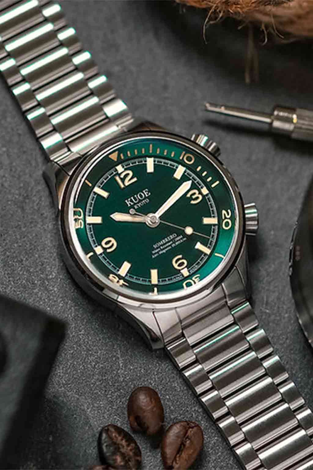 Kuoe Watch - SOMBRERO 90-011, Green Linen Textured Dial 38mm