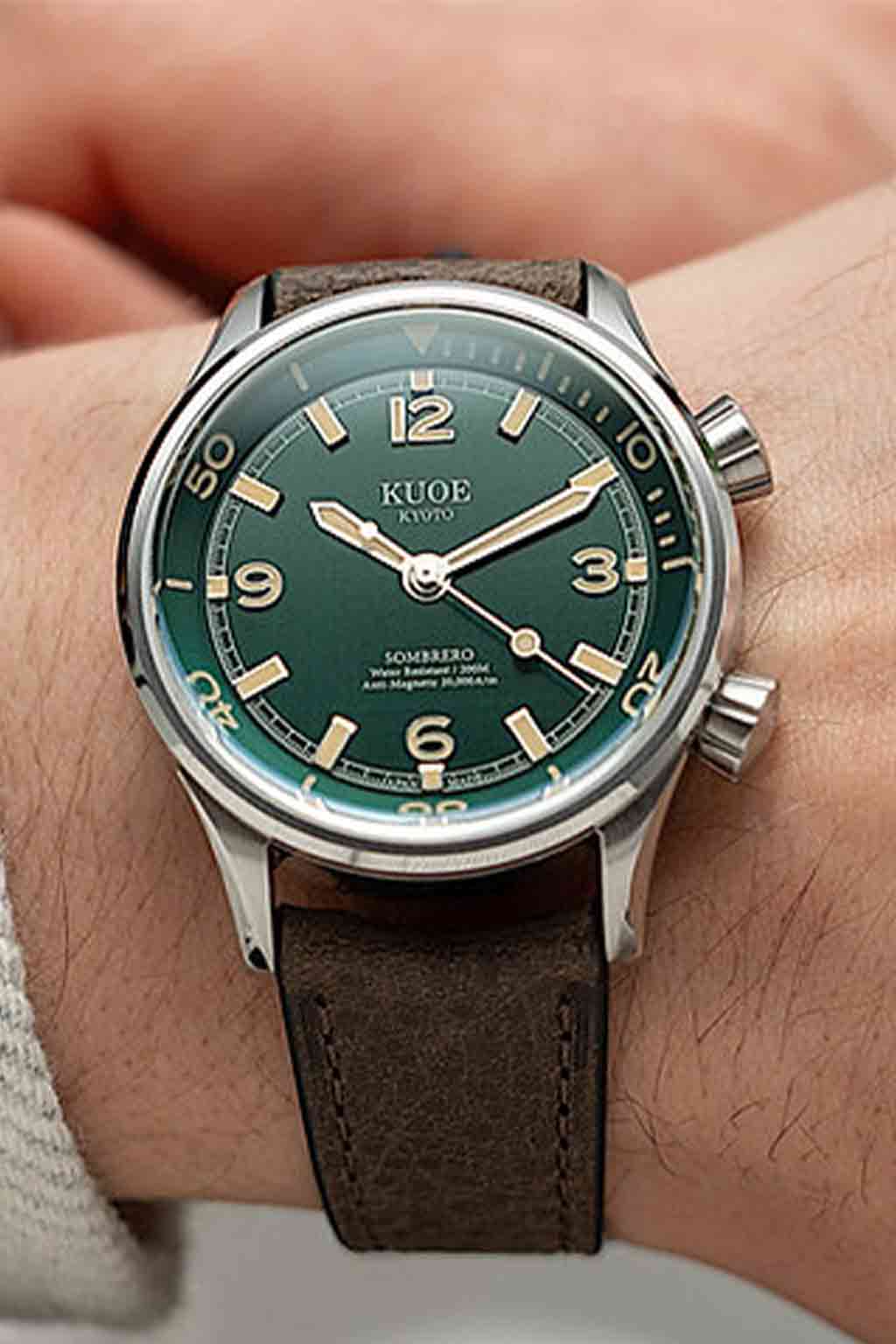 Kuoe Watch - SOMBRERO 90-011, Green Linen Textured Dial 38mm