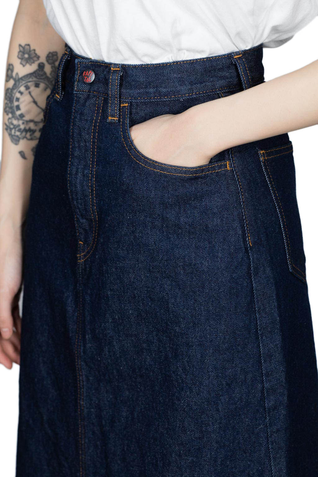 Kapital 13oz Denim High Waisted Maxi Skirt