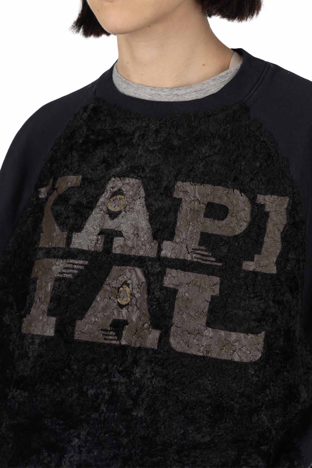 Kapital - 30/-Fleece x Fur GRIZZLY SWT (SPEAKEASY KAPITAL) - Black