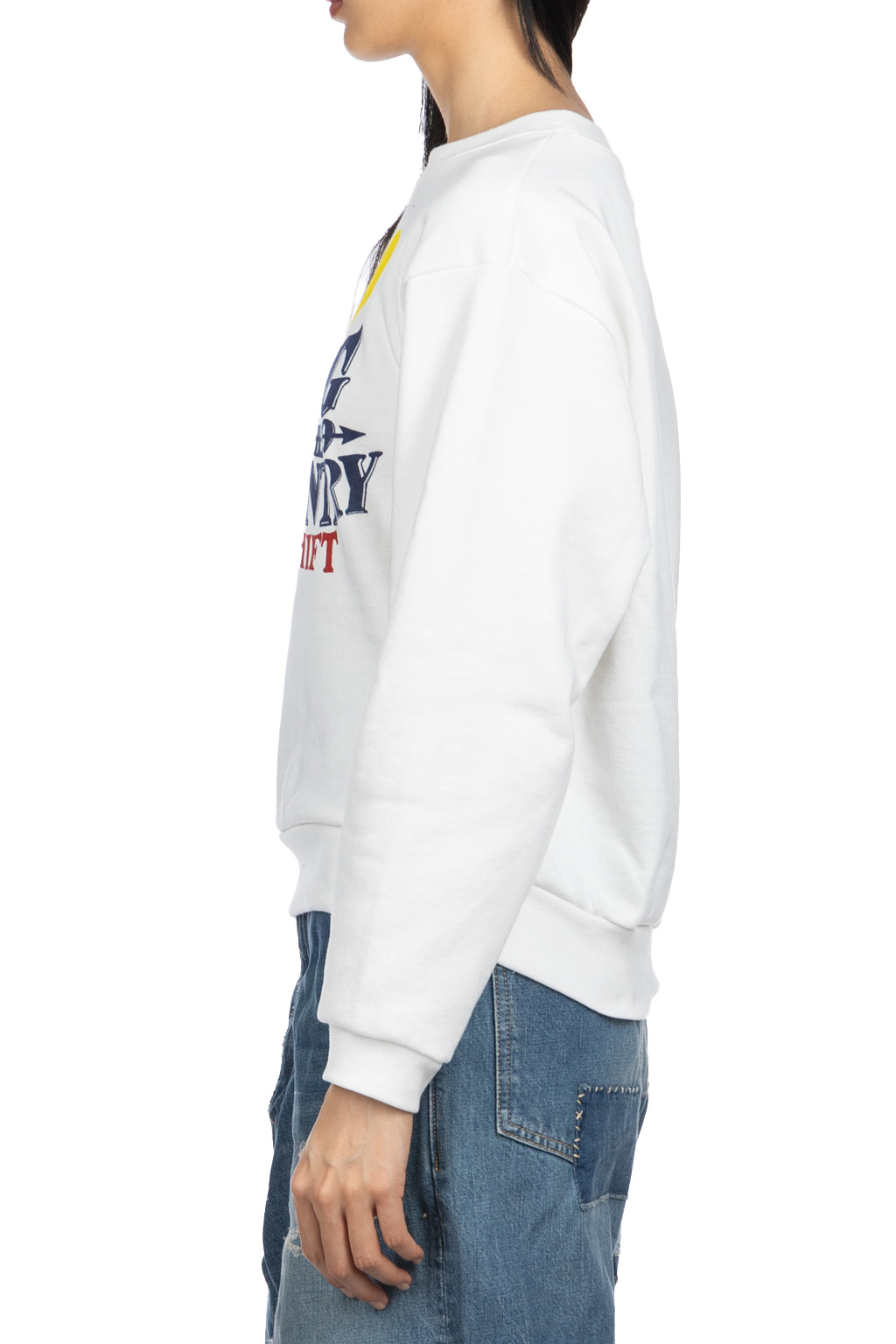 Kapital - 30-Knit Crew Sweatshirt (NIGHT SHIFT PROFILE RAINBOWY) - White