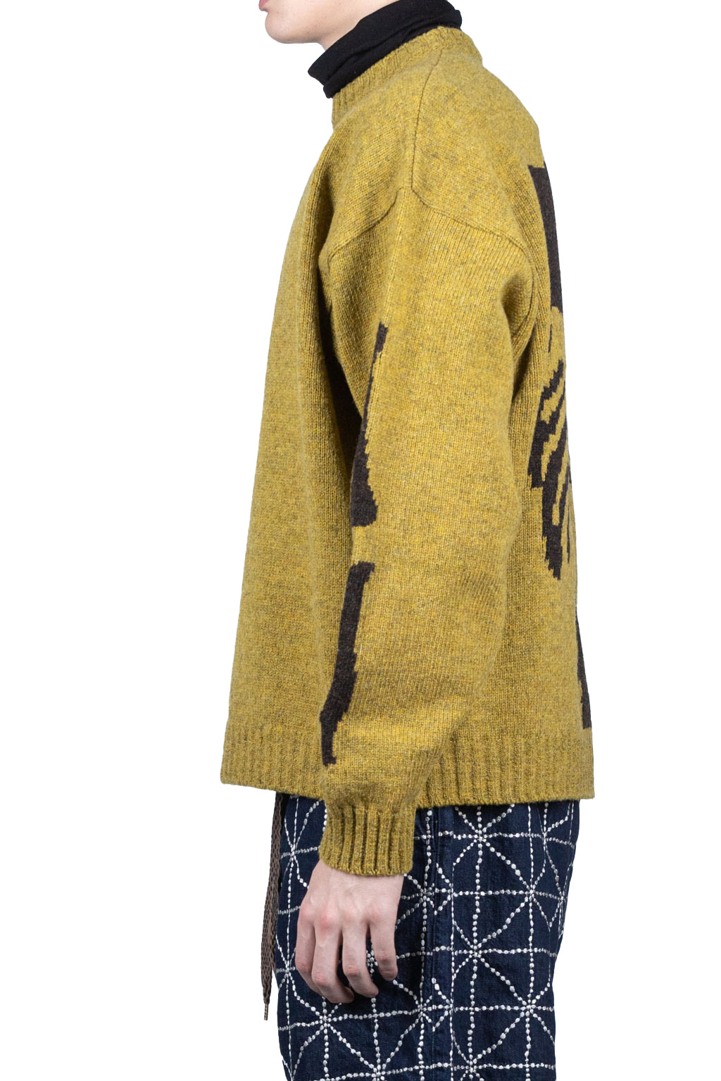 Kapital 5G Wool BONE Crew Sweater - Mustard