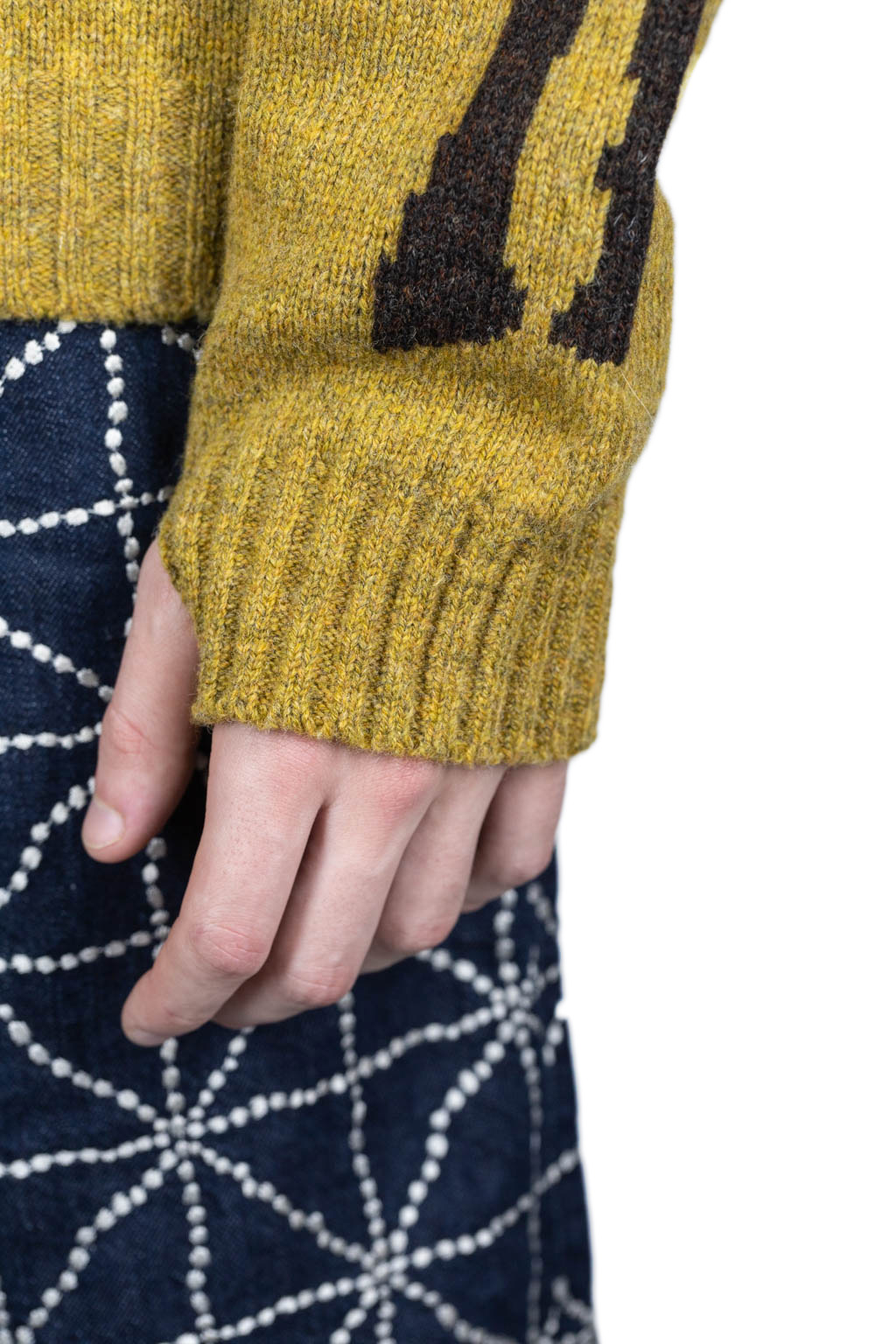 Kapital 5G Wool BONE Crew Sweater - Mustard