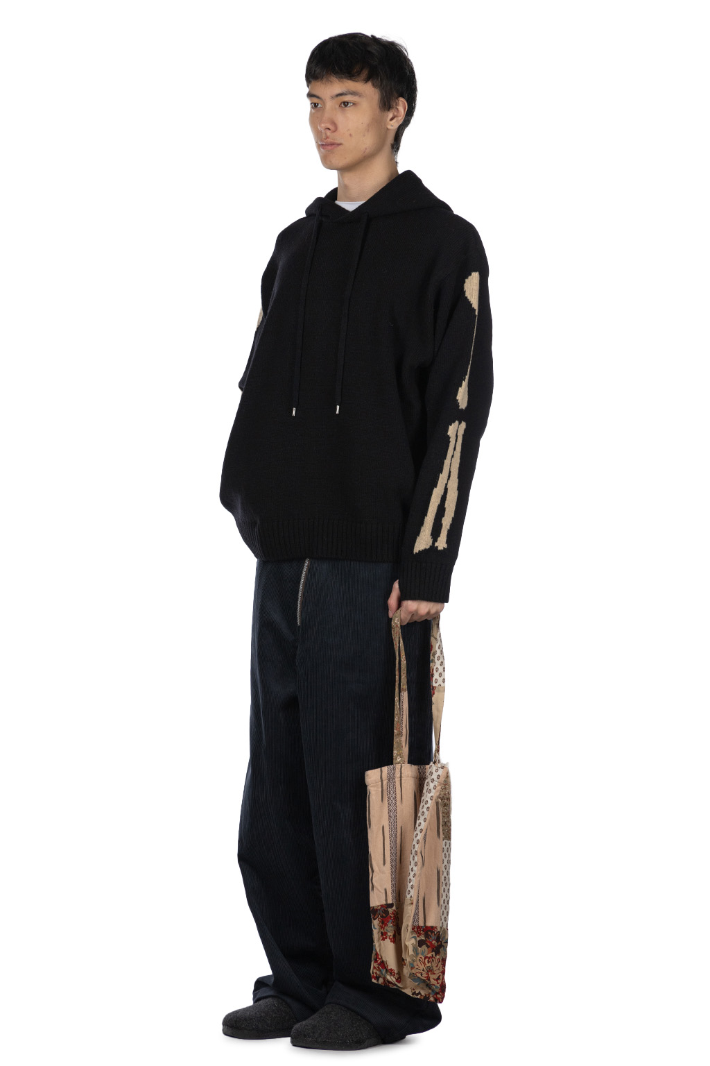 Kapital - 5G Wool BONE Hood Sweater - Black