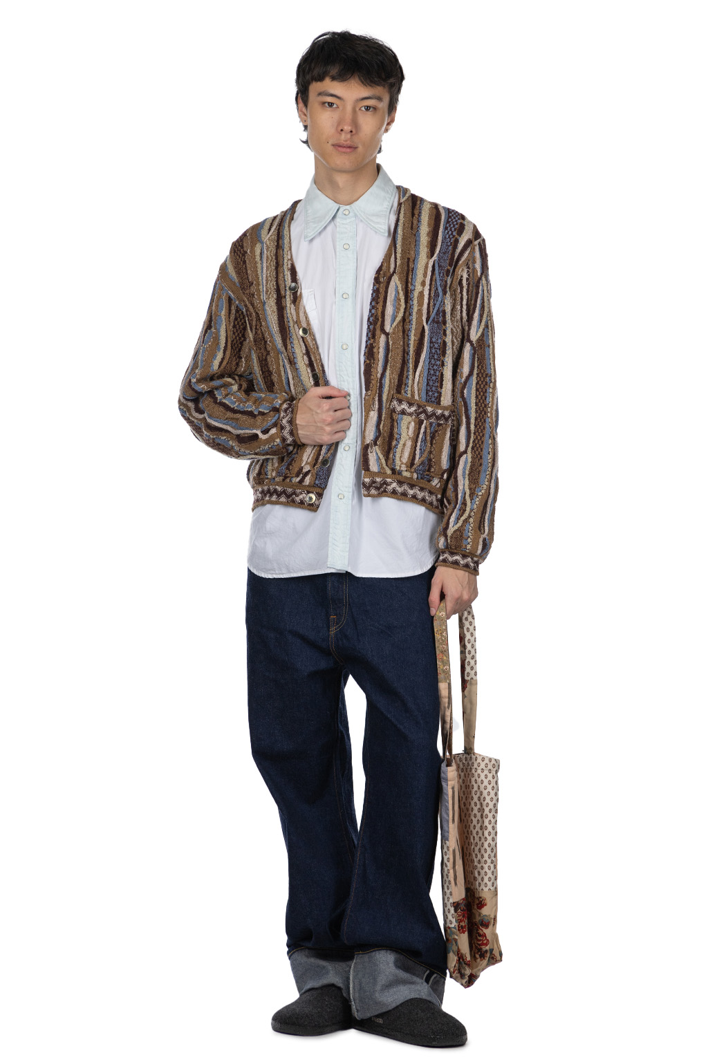 Kapital - 7G Knit Gaudy Short Cardigan-Golden Brown