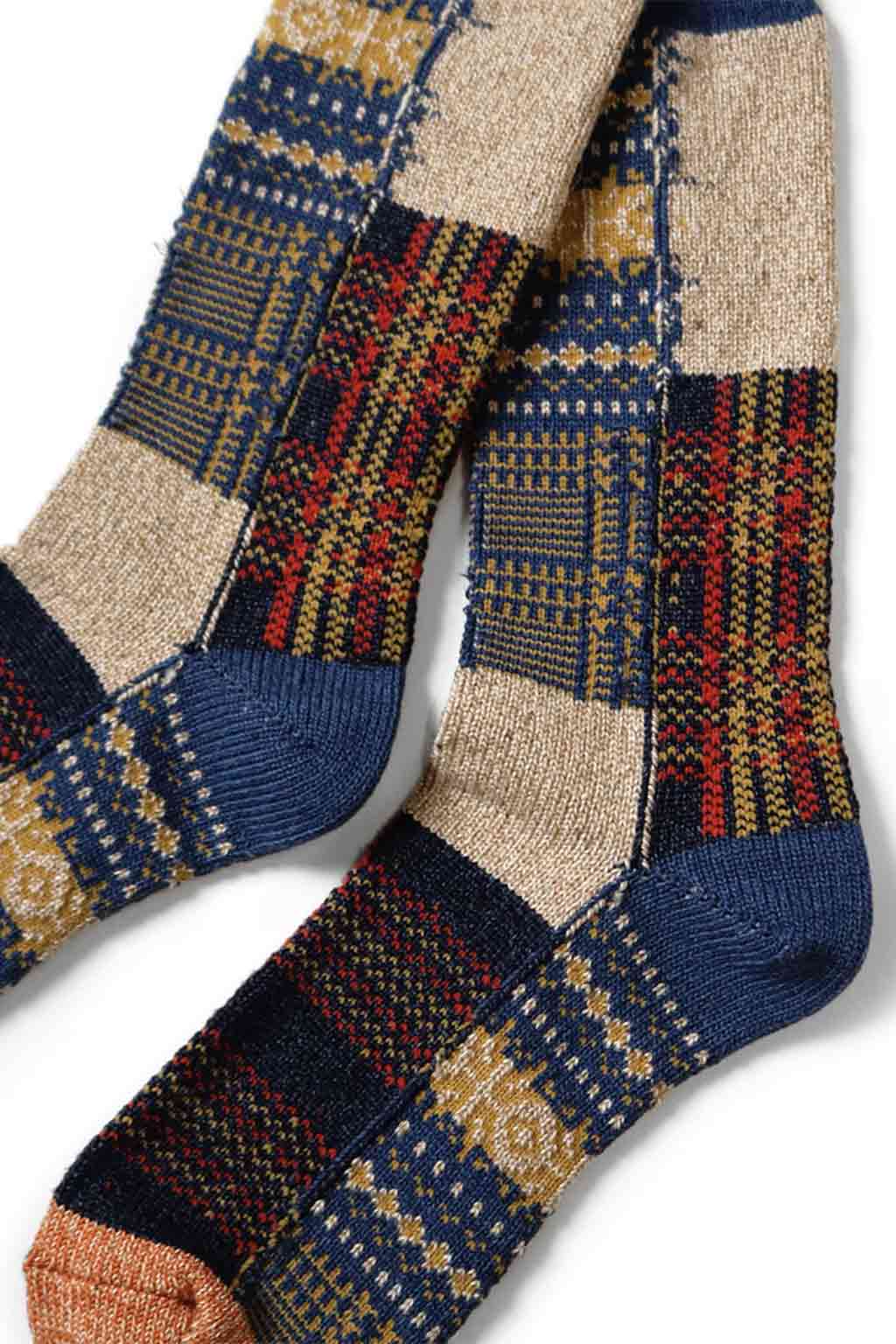 Kapital - 84 Yarns Patchwork Tweed Fairisle Socks - 3 Color Choices