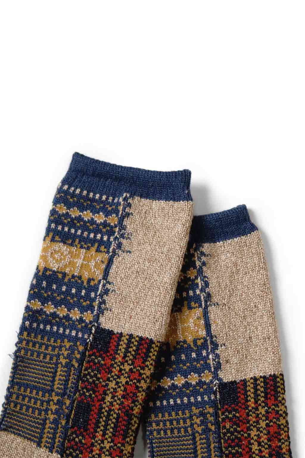 Kapital - 84 Yarns Patchwork Tweed Fairisle Socks - 3 Color Choices