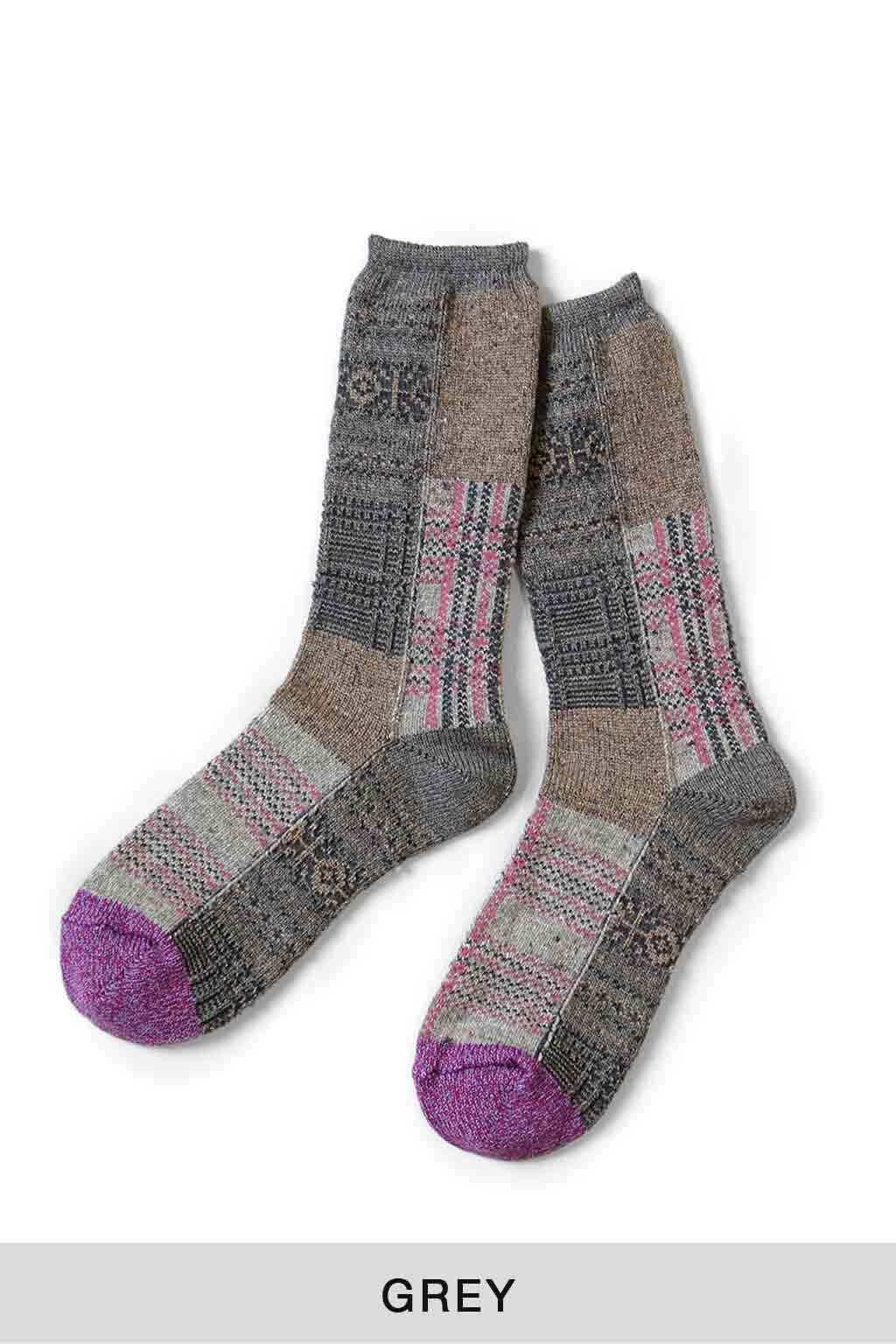 Kapital - 84 Yarns Patchwork Tweed Fairisle Socks - 3 Color Choices