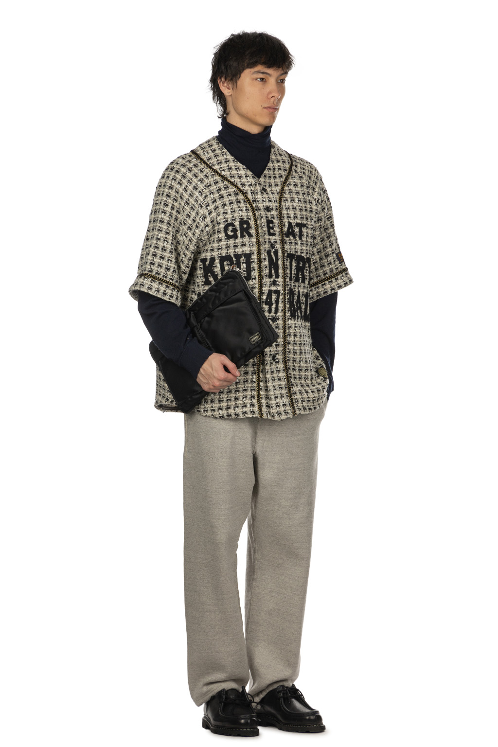 Kapital - Fancy Tweed GREAT KOUNTRY Baseball Shirt - White