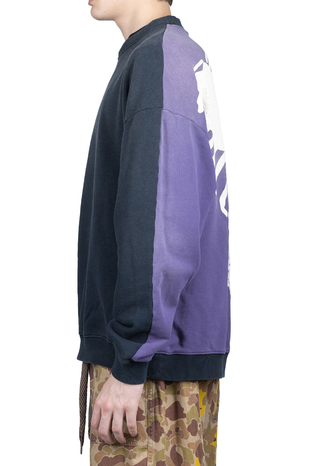 Kapital Fleece Knit 2Tones Remake BIG SWT (BONE) - Black x Purple