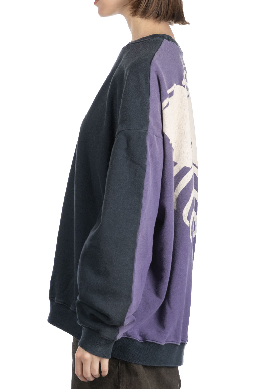 Kapital Fleece Knit 2Tones Remake BIG SWT (BONE) - Black x Purple