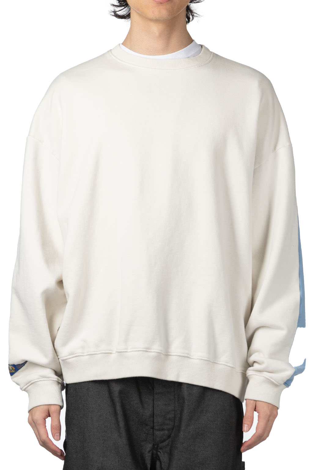 Kapital Fleece Knit 2Tones Remake BIG SWT (BONE) - Natural x Saxe Blue