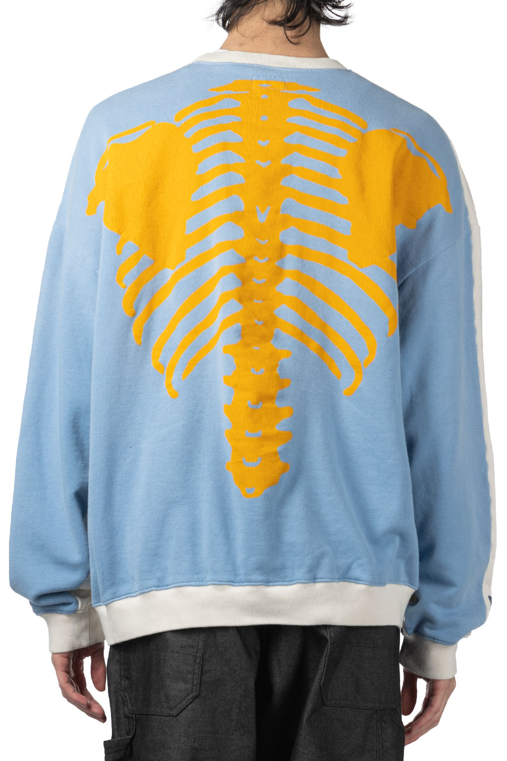 Kapital Fleece Knit 2Tones Remake BIG SWT (BONE) - Natural x Saxe Blue