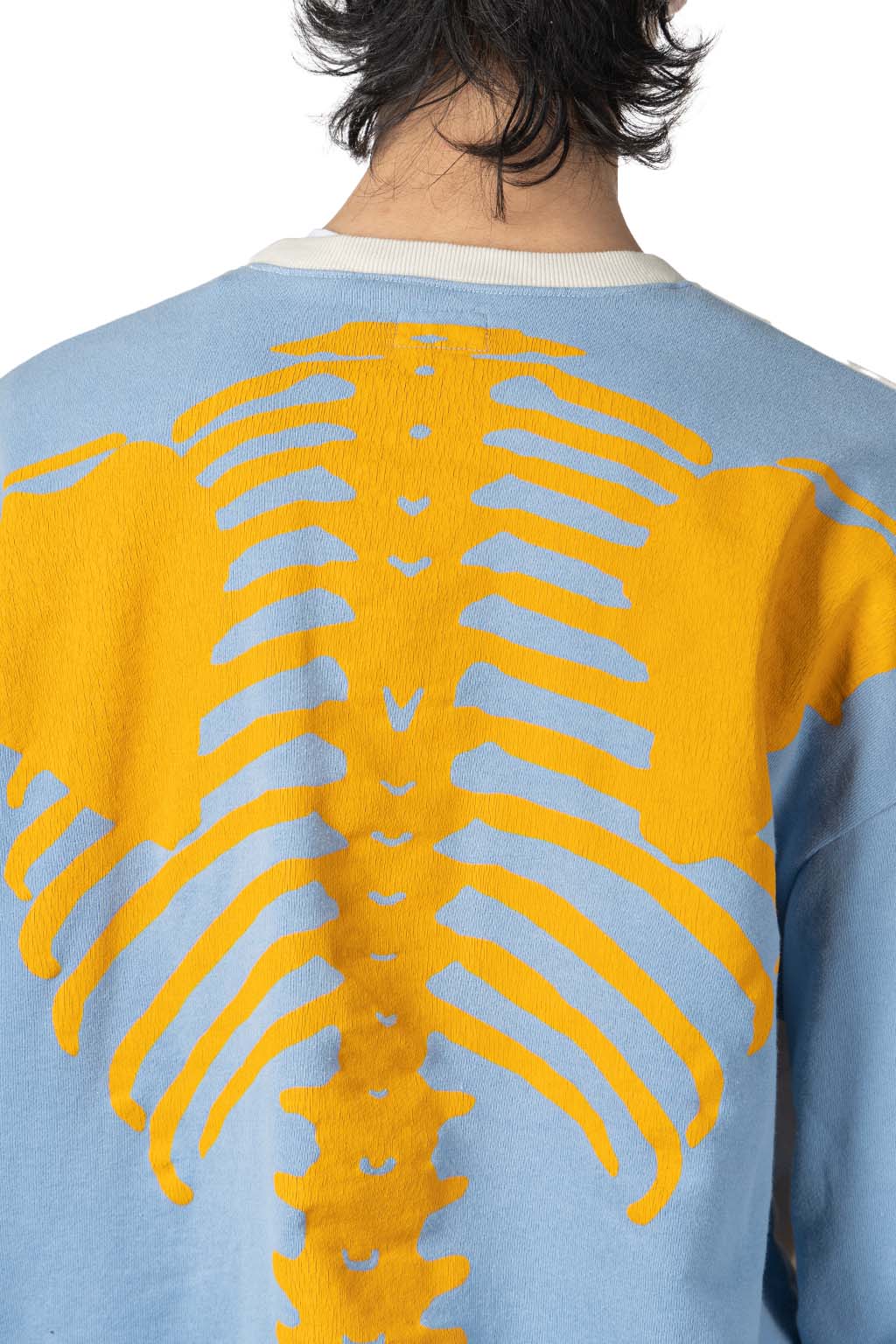 Kapital Fleece Knit 2Tones Remake BIG SWT (BONE) - Natural x Saxe Blue