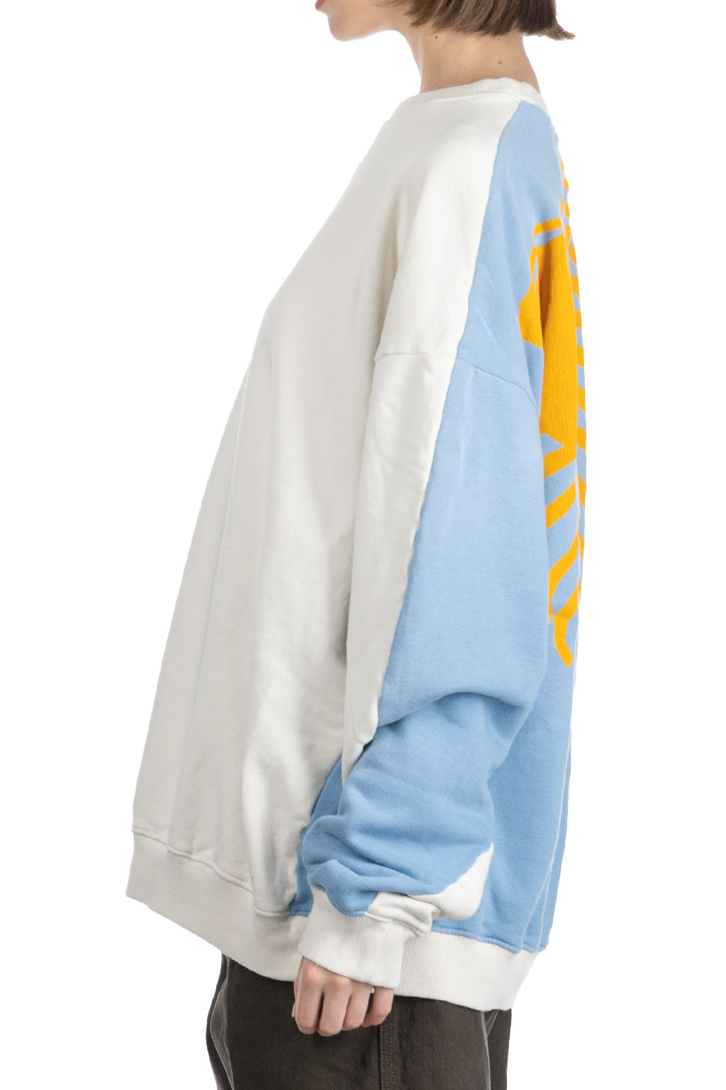 Kapital Fleece Knit 2Tones Remake BIG SWT (BONE) - Natural x Saxe Blue