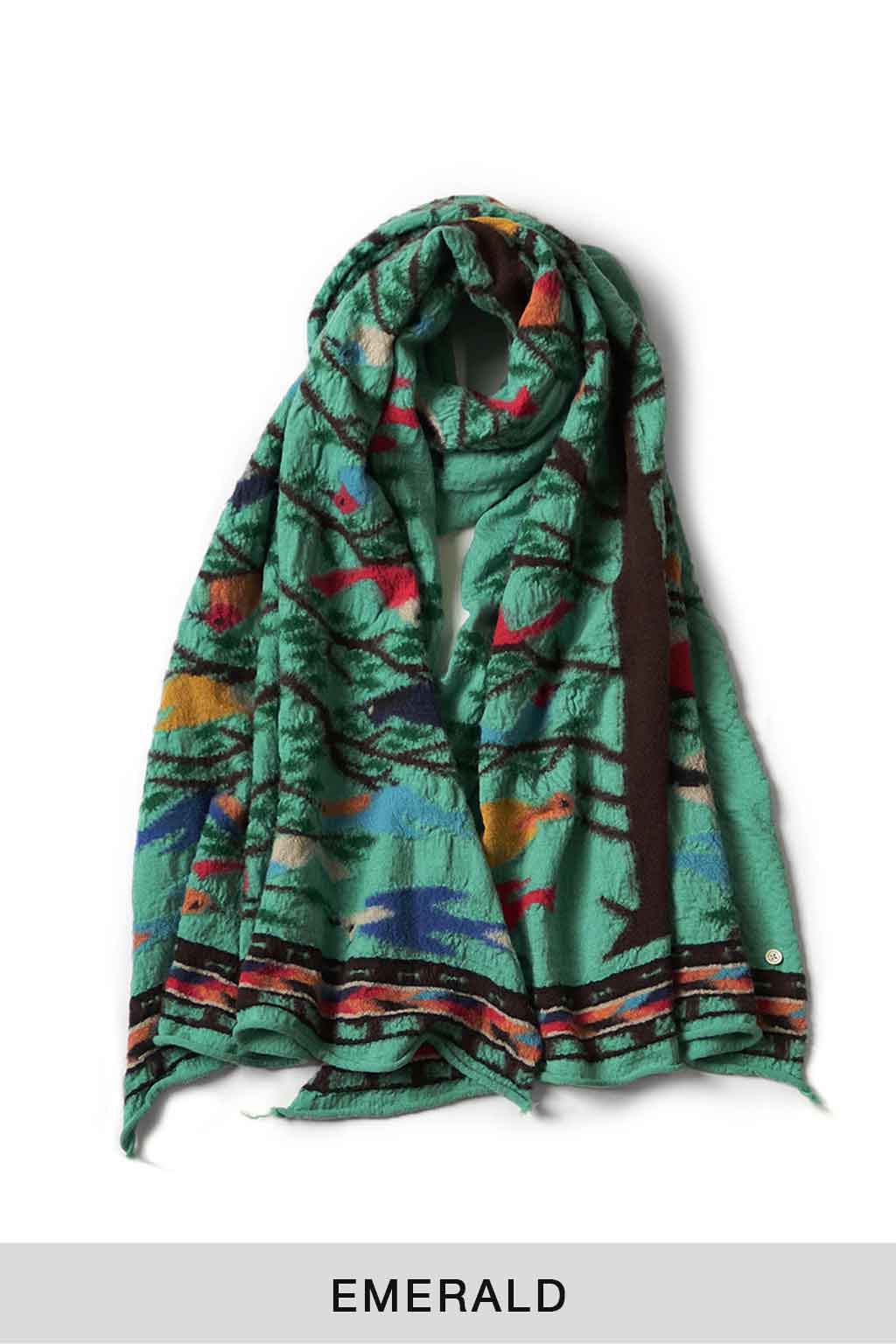 Kapital Fulling Wool Scarf BIRD TREE - 2 Colors